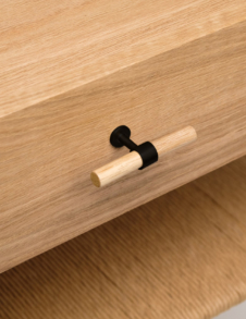 OAK AND RUSH BEDSIDE TABLE