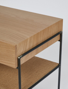 OAK AND RUSH BEDSIDE TABLE