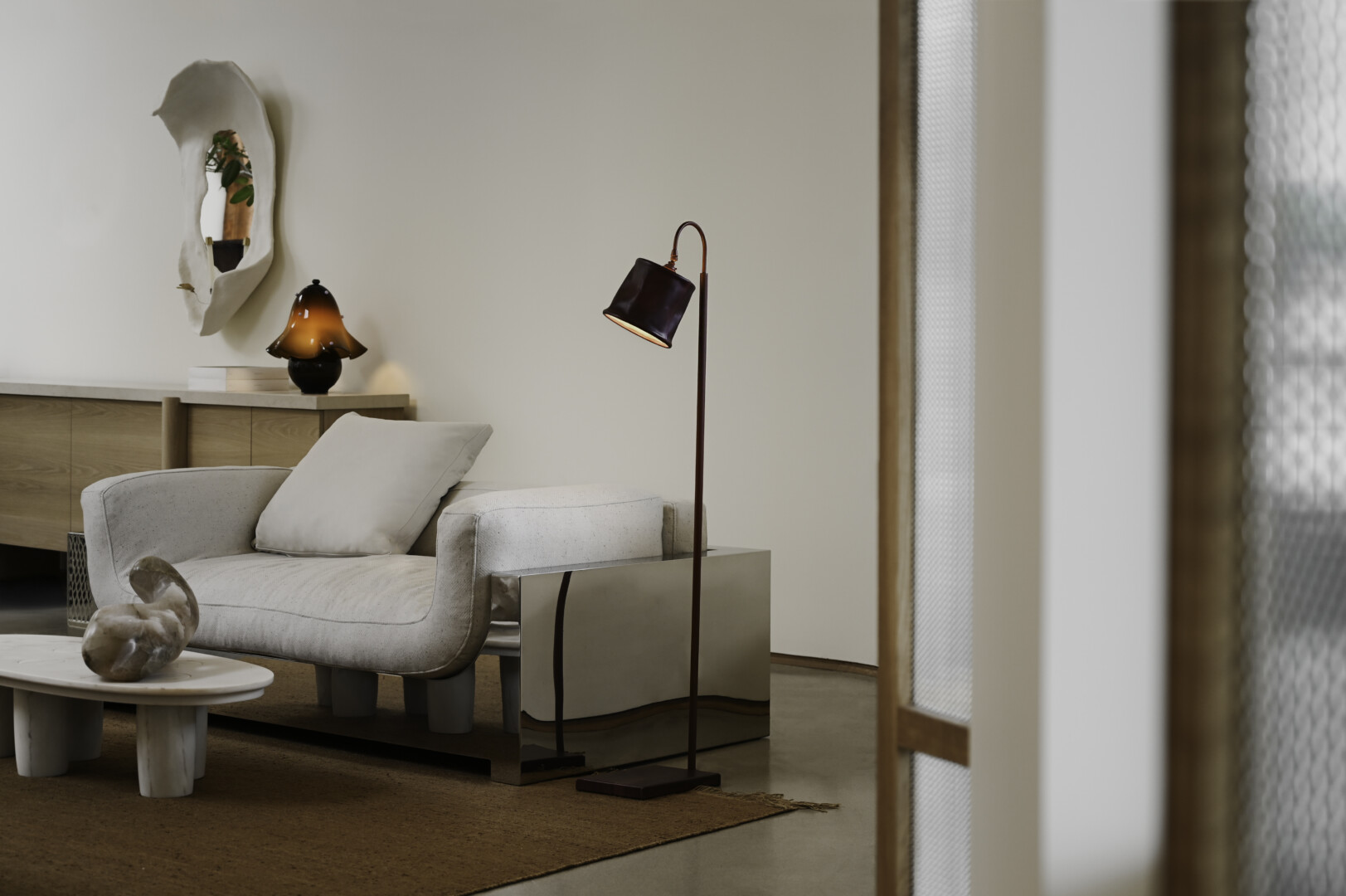 POLISHED STEEL FRANCK LOVESEAT
