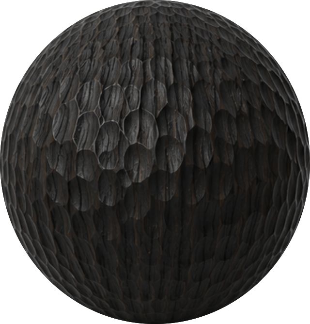 CARVED CHARRED RED OAK