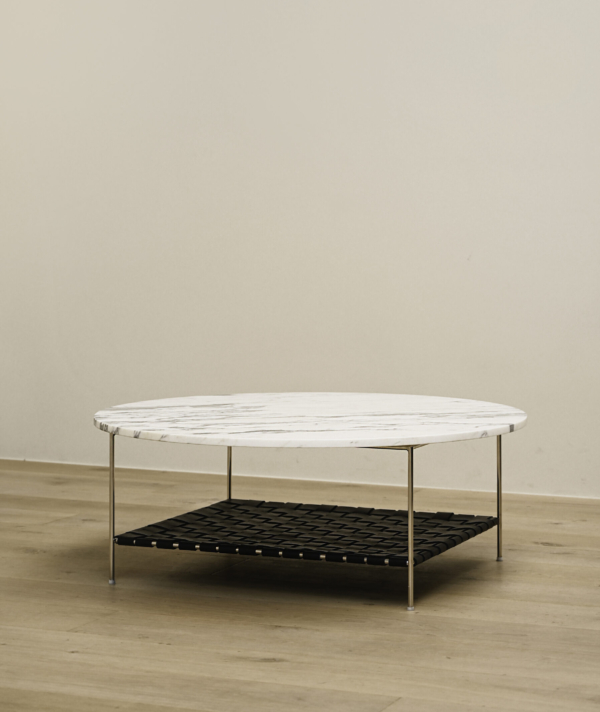 WOVEN LEATHER CIRCLE COFFEE TABLE